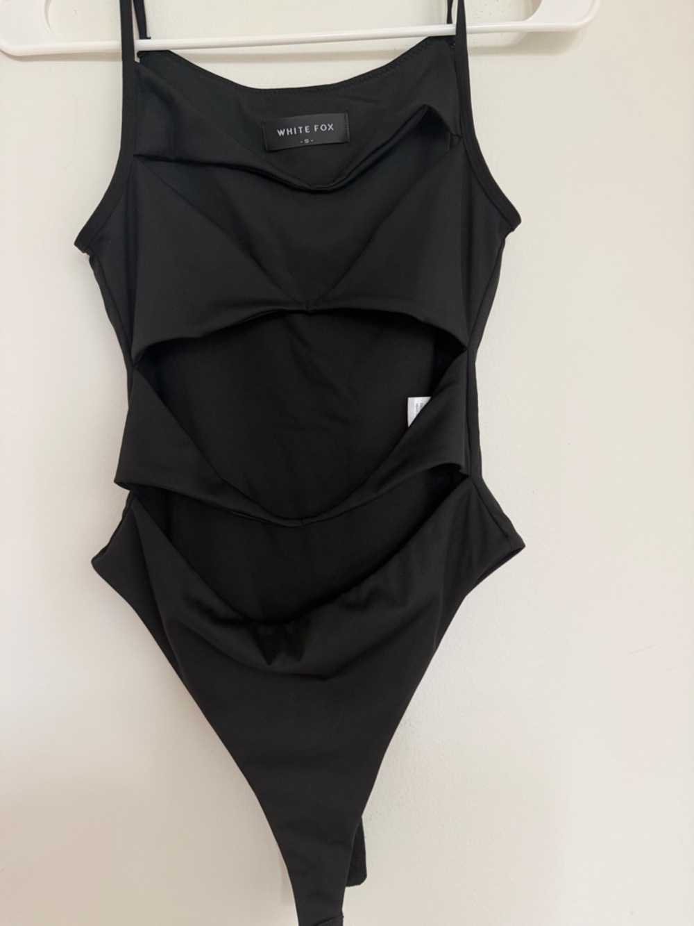 White Fox Women’s Black One-Piece Bodysuit with Cutout Detail